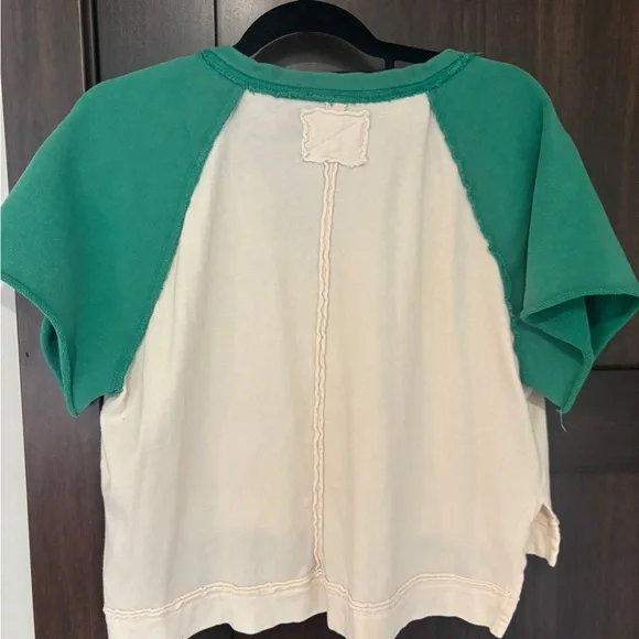 Free People Cropped Jersey Henley Top - Picture 2 of 2